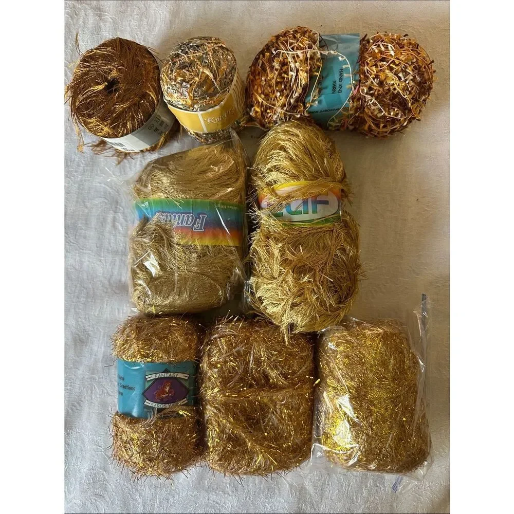 Yarn Bundle Gold Decorative Eyelash Party Yarn Multipack